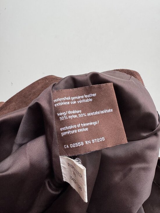 Vintage 00's DANIER Brown 100% Leather Suede Western A-Line Mini Skirt, Size 6 - Picture 10 of 15